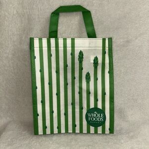 New Whole Foods Small 11.75 x 9.5 Reusable Shopping Tote Bag Green Asparagus